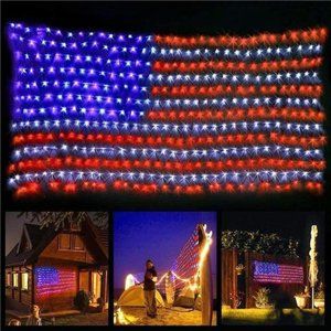 American Flag Lights 420 Waterproof LED US Flags Light for 4th of July Memorial